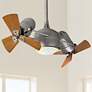 41" Dagny Nickel and Mahogany Lighted Dual Ceiling Fan with Remote