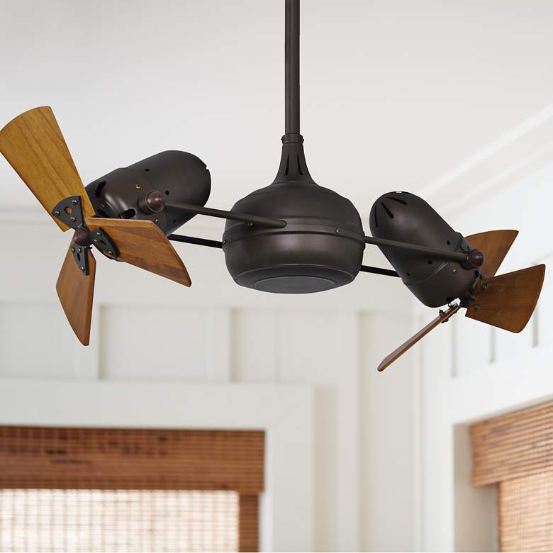 Image 1 41" Matthews Dagny Bronze and Mahogany Dual Ceiling Fan with Remote