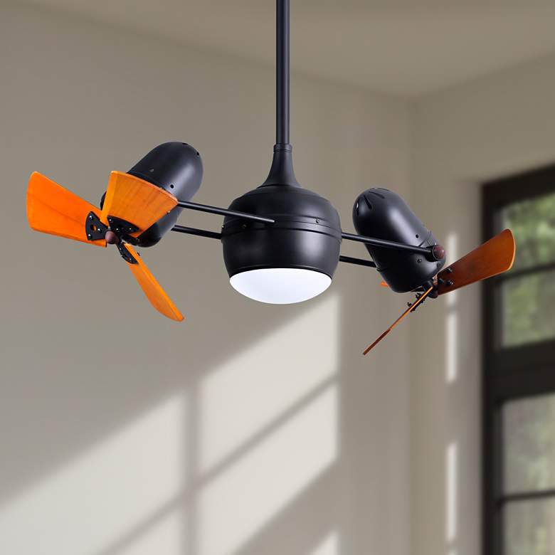 Image 1 41" Matthews Dagny LK Black and Mahogany Rotational LED Ceiling Fan