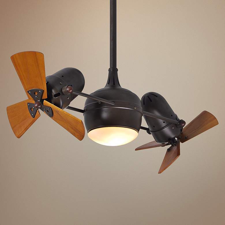 Image 1 41 inch Matthews Mahogany Bronze Dual Head Rotational Fan with Remote