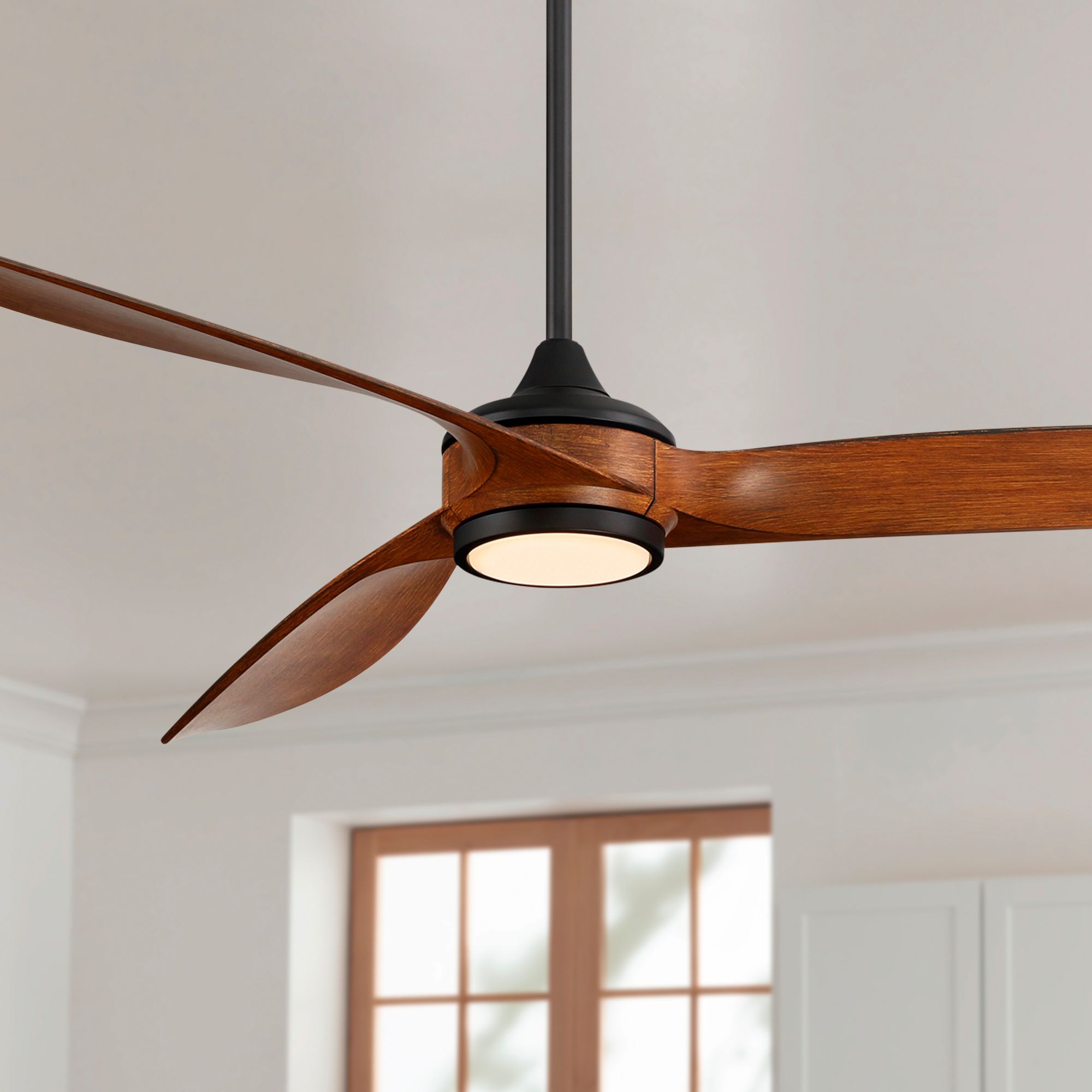 Image 1 60" Casa Vieja La Jolla Surf Matte Black LED Ceiling Fan with Remote in scene
