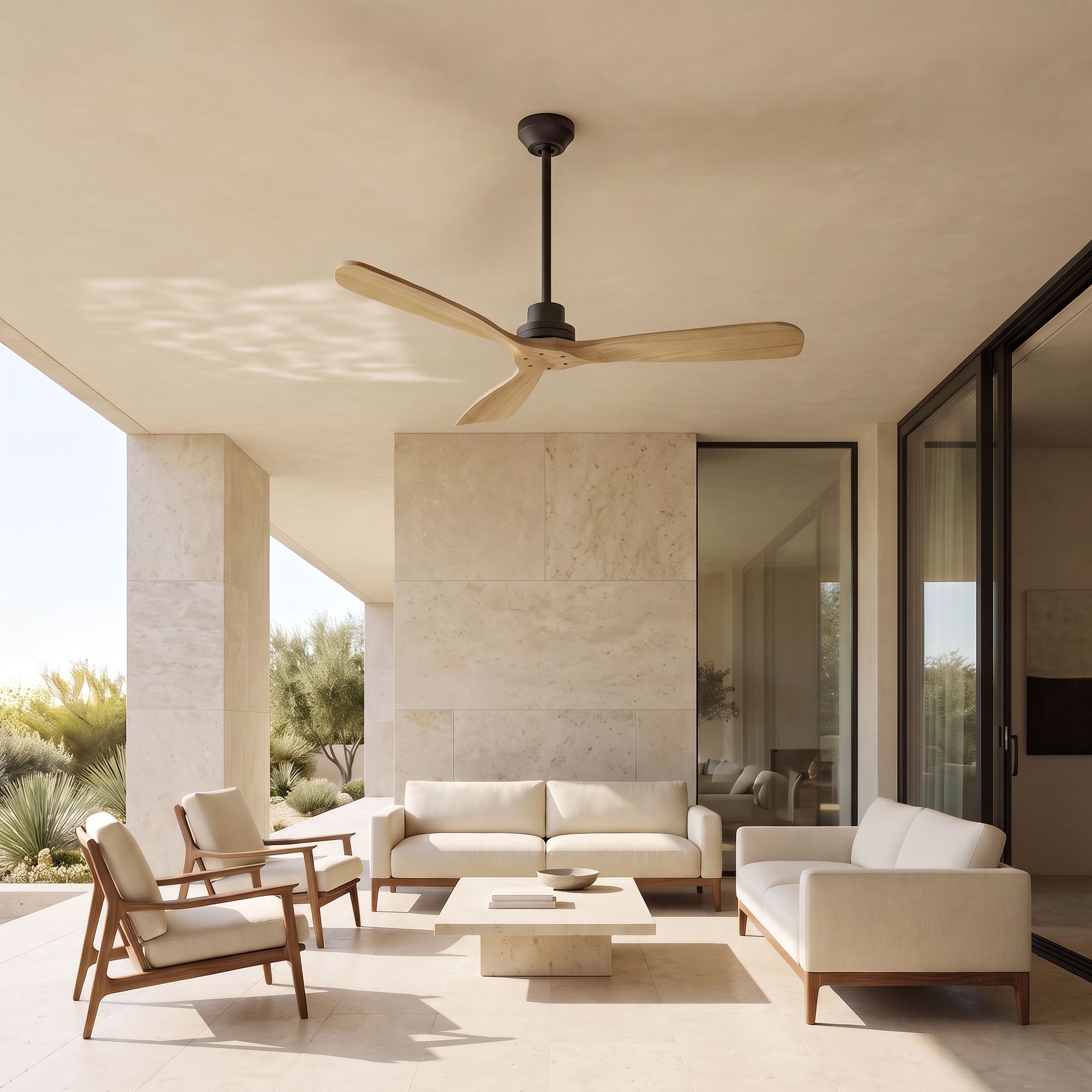 Image 1 52" Casa Delta DC Matte Black Outdoor Ceiling Fan with Remote in scene