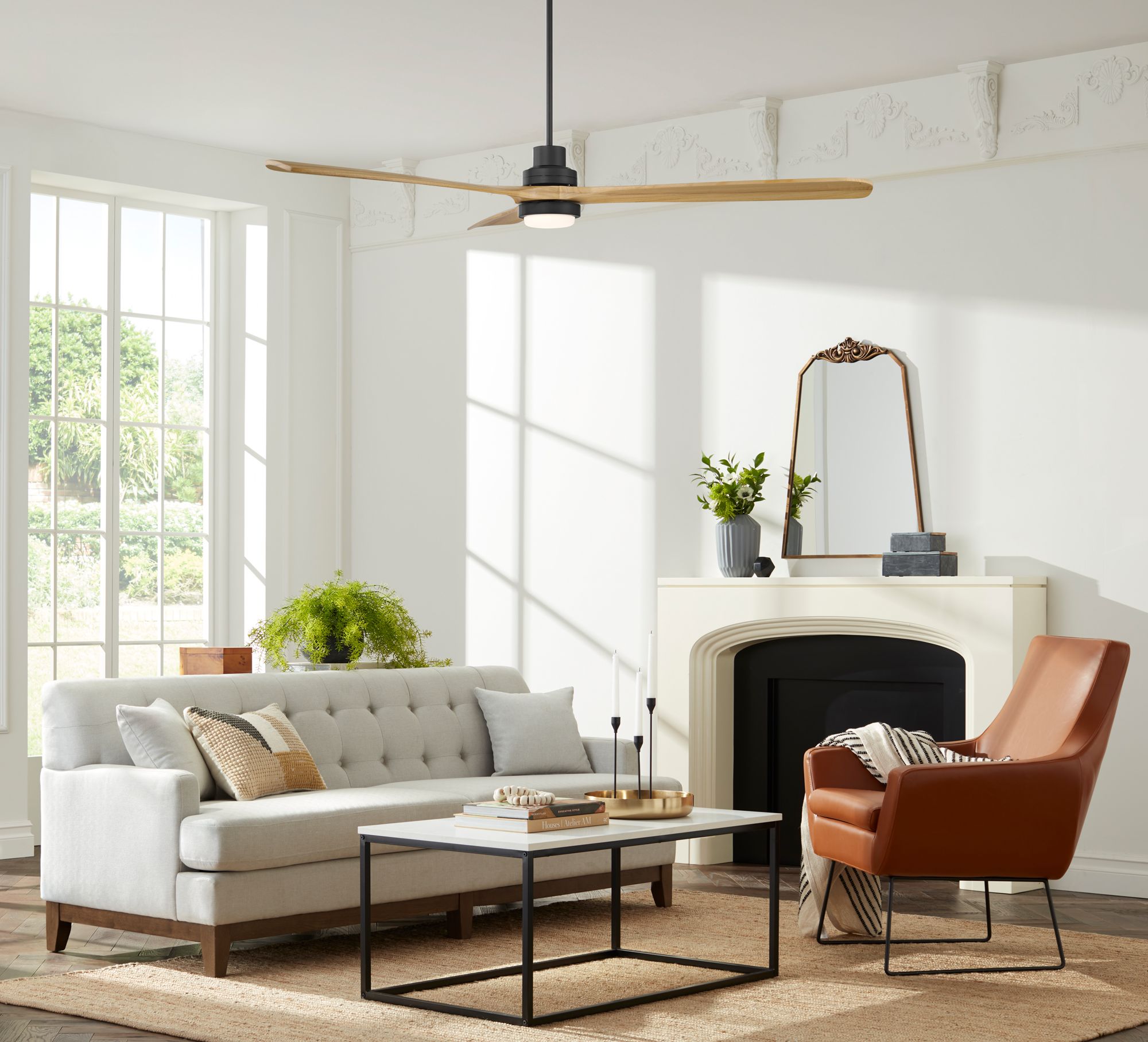 Image 1 66" Casa Vieja Delta DC Matte Black CCT LED Ceiling Fan with Remote in scene