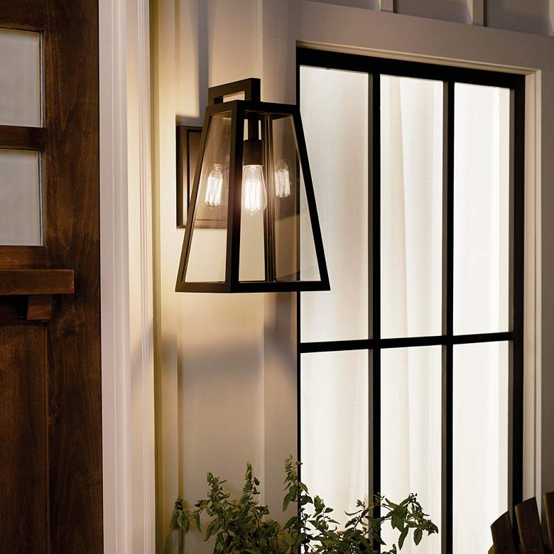 Image 1 Kichler Delison 16 3/4" High Black Outdoor Wall Light in scene