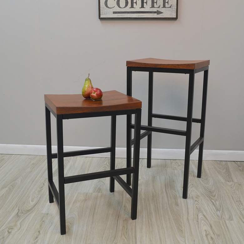 Image 1 Laniey 24" Warm Chestnut Wood Counter Stool in scene