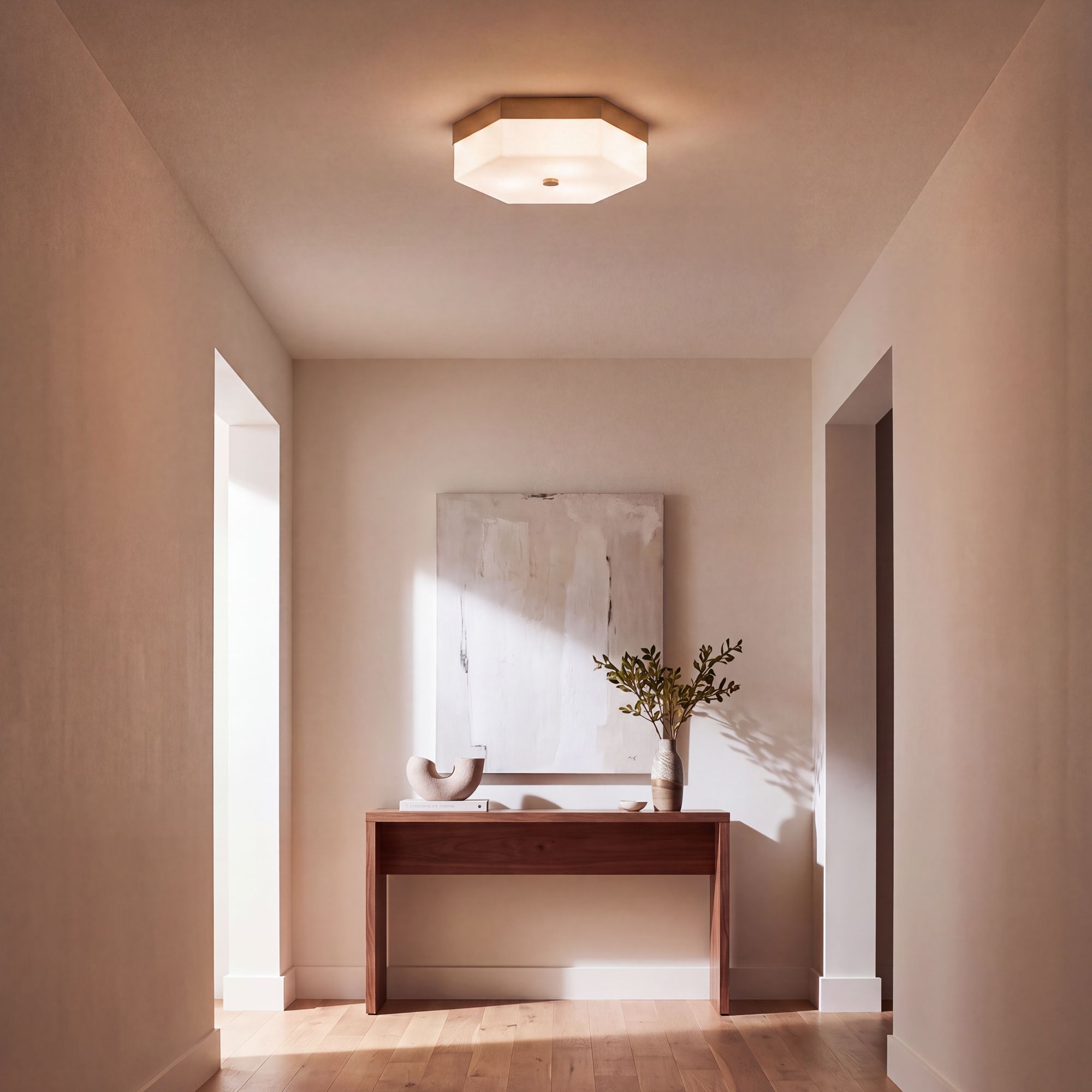 Image 1 Possini Euro Hawkins 14"W Matte Brass Opal Glass 3-Light Ceiling Light in scene