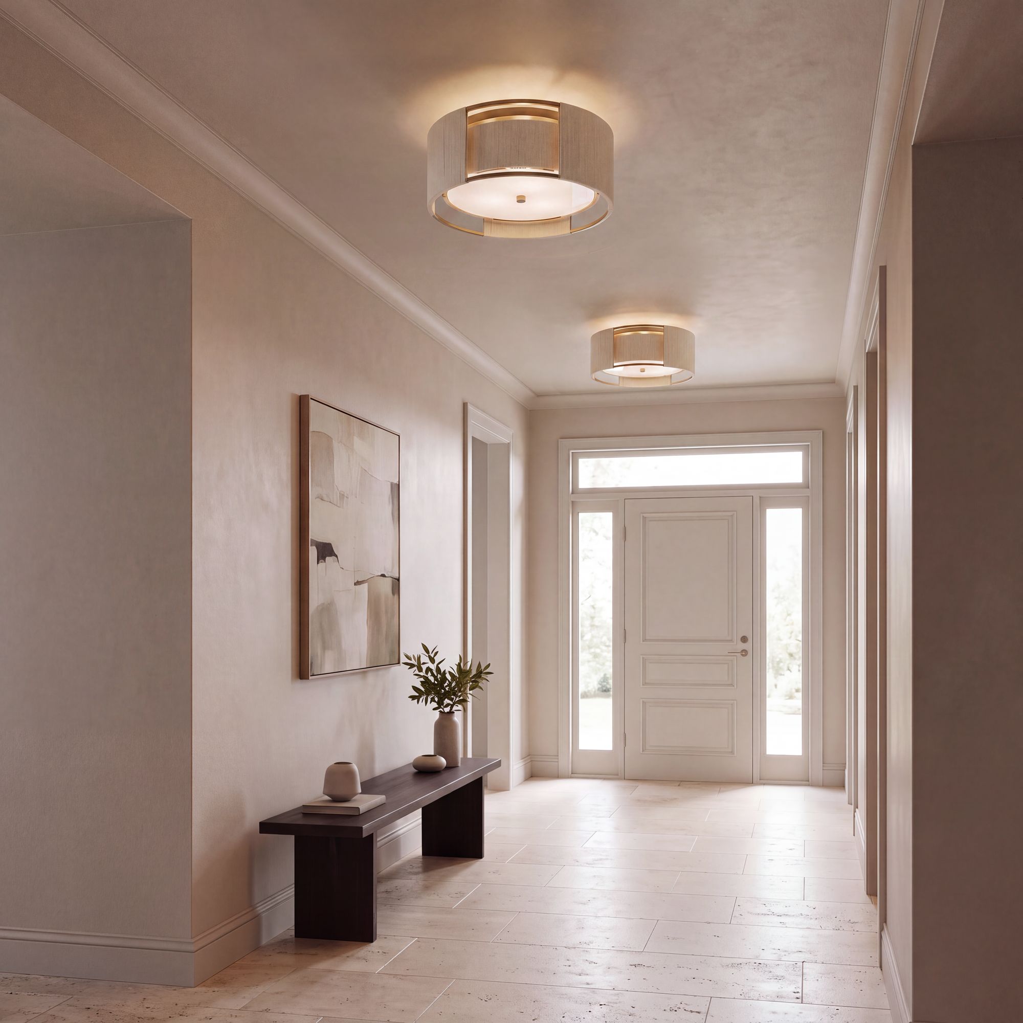Image 1 Possini Euro Pavi 16" Wide Brass Yarn 3-Light Coastal Ceiling Light in scene