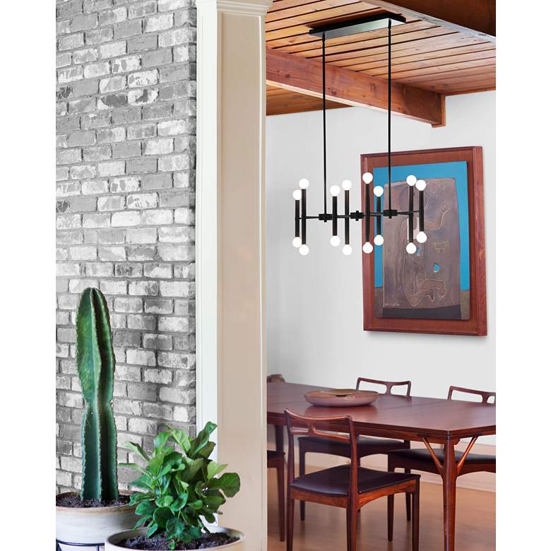 Image 1 Lark Millie 39 inch Wide Black 16-Light Linear Pendant in scene