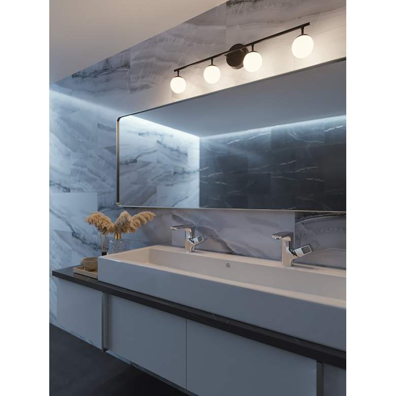 Image 1 AFX Pearl 32" Black and White Globe Glass LED Vanity Bath Light in scene