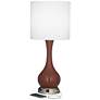 41C31 - Fireweed Red Glass Table Lamp with Brushed Nickel Work Station