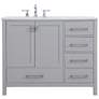 2_42 in. Gray Single Sink Bathroom Vanity, Calacatta White Quartz Top