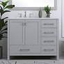 1_42 in. Gray Single Sink Bathroom Vanity, Calacatta White Quartz Top