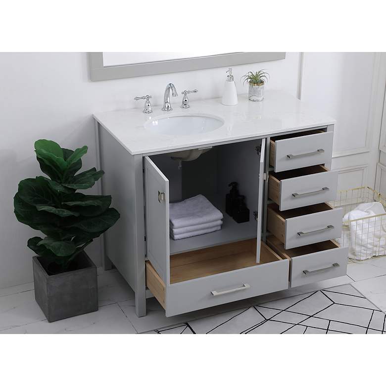 Image 4 42 in. Gray Single Sink Bathroom Vanity, Calacatta White Quartz Top more views