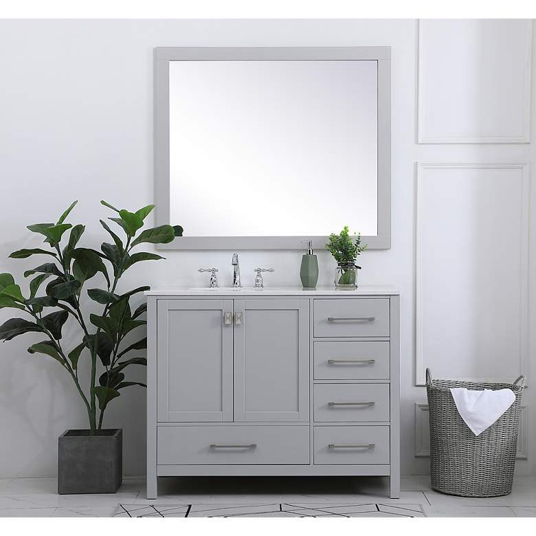 Image 5 42 in. Gray Single Sink Bathroom Vanity, Calacatta White Quartz Top more views