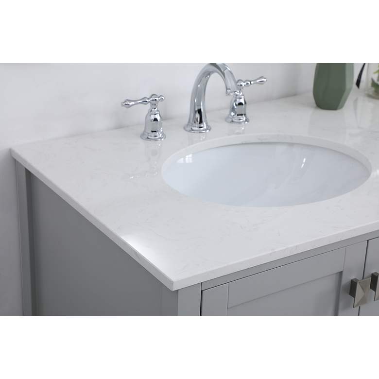 Image 6 42 in. Gray Single Sink Bathroom Vanity, Calacatta White Quartz Top more views