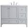 42 in. Grey Single Sink Bathroom Vanity With White Calacatta Quartz Top