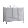 Thumbnail3 of 42 in. Grey Single Sink Bathroom Vanity With White Calacatta Quartz Top more views