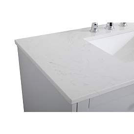 Image5 of 42 in. Grey Single Sink Bathroom Vanity With White Calacatta Quartz Top more views
