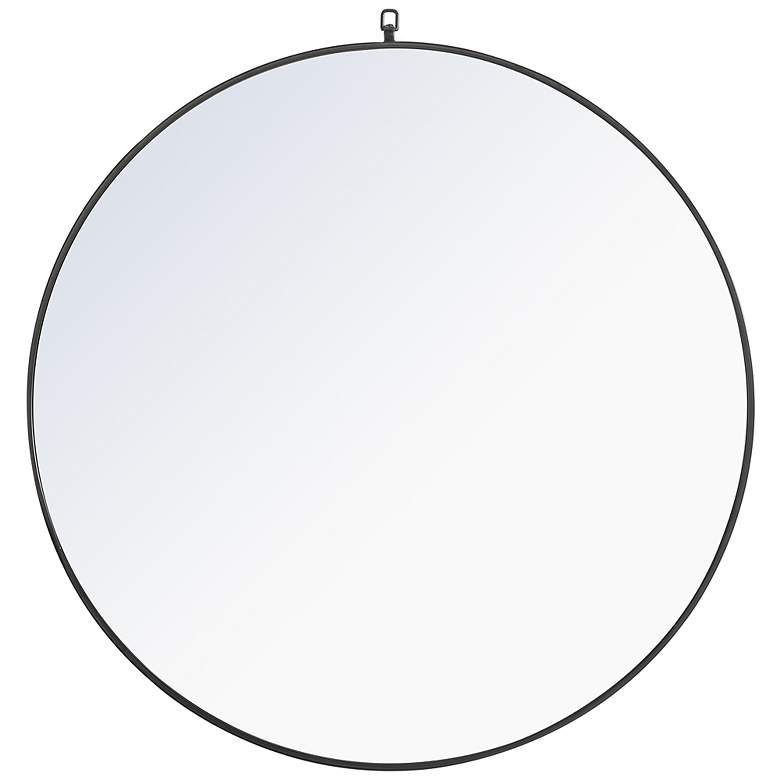 Image 2 42-in W x 42-in H Metal Frame Round Wall Mirror in Black