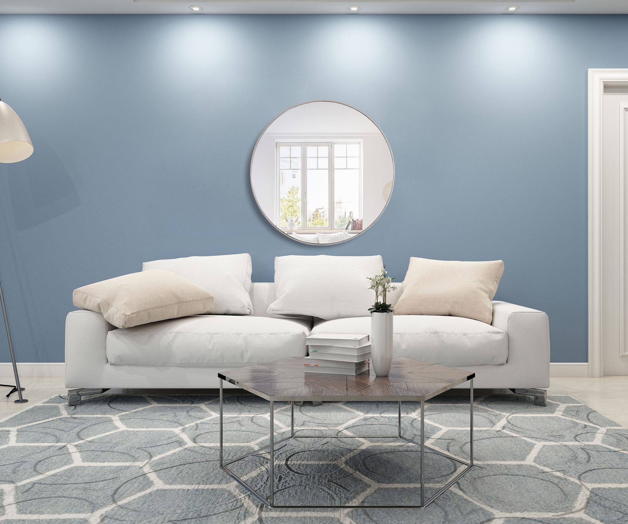 42-in W x 42-in H Metal Frame Round Wall Mirror in Silver