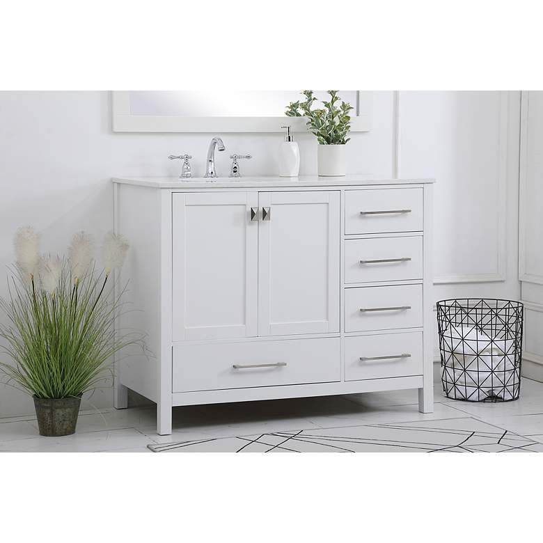 Image 3 42 in. White Single Sink Bathroom Vanity, Calacatta White Quartz Top more views