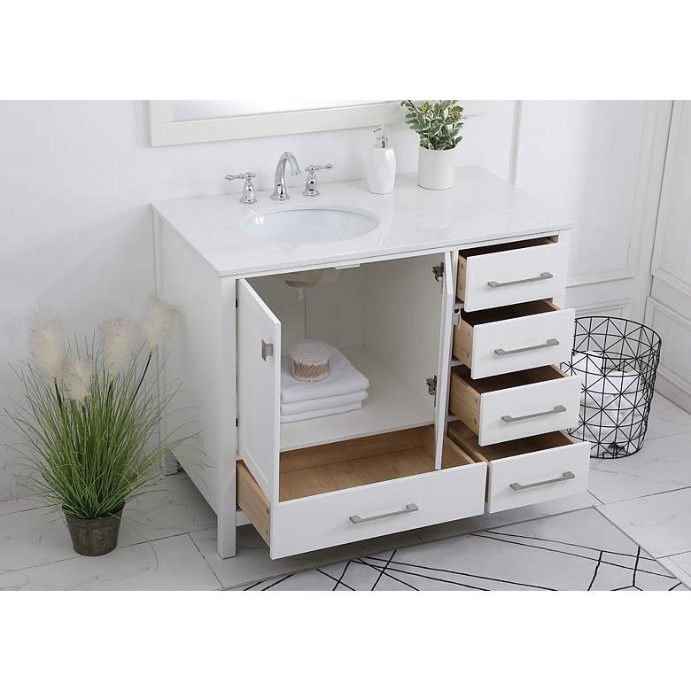 Image 4 42 in. White Single Sink Bathroom Vanity, Calacatta White Quartz Top more views