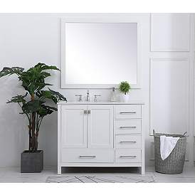 Image5 of 42 in. White Single Sink Bathroom Vanity, Calacatta White Quartz Top more views