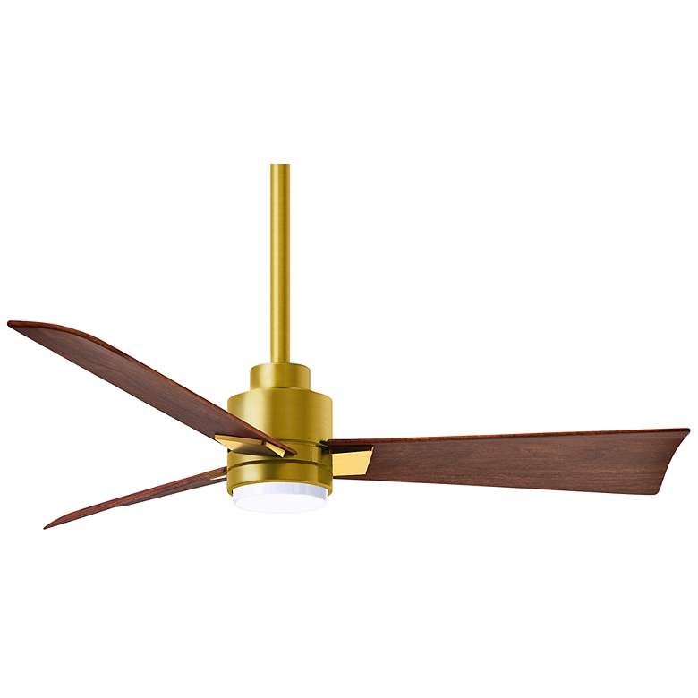 Image 1 42 inch Alessandra Brushed Brass and Walnut LED Ceiling Fan