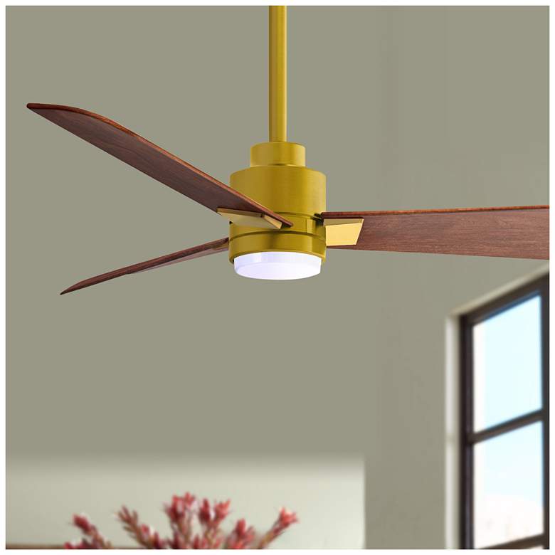 Image 1 42" Alessandra Brushed Brass and Walnut LED Ceiling Fan