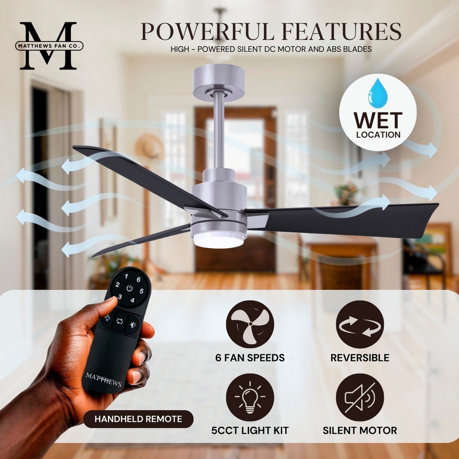 42" Alessandra Brushed Nickel and Black LED Ceiling Fan