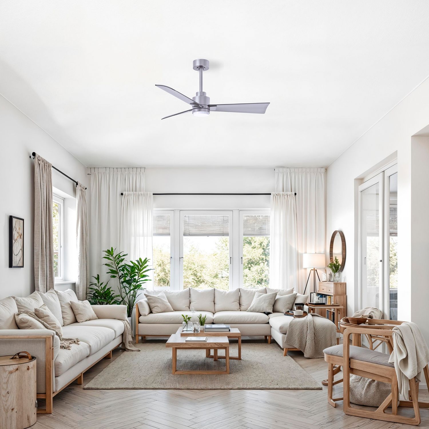 42" Alessandra Brushed Nickel and Nickel LED Ceiling Fan