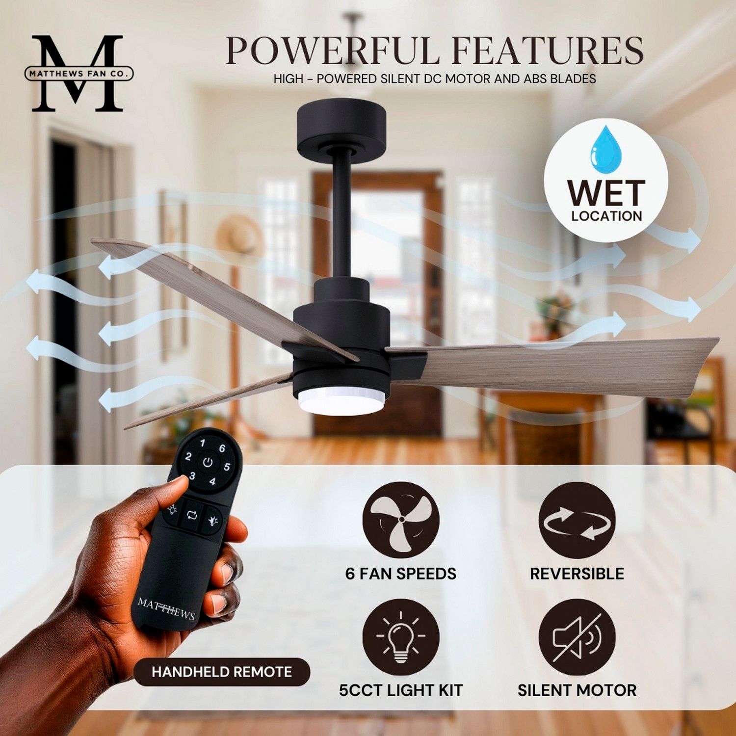 42" Alessandra Matte Black and Gray Ash LED Ceiling Fan