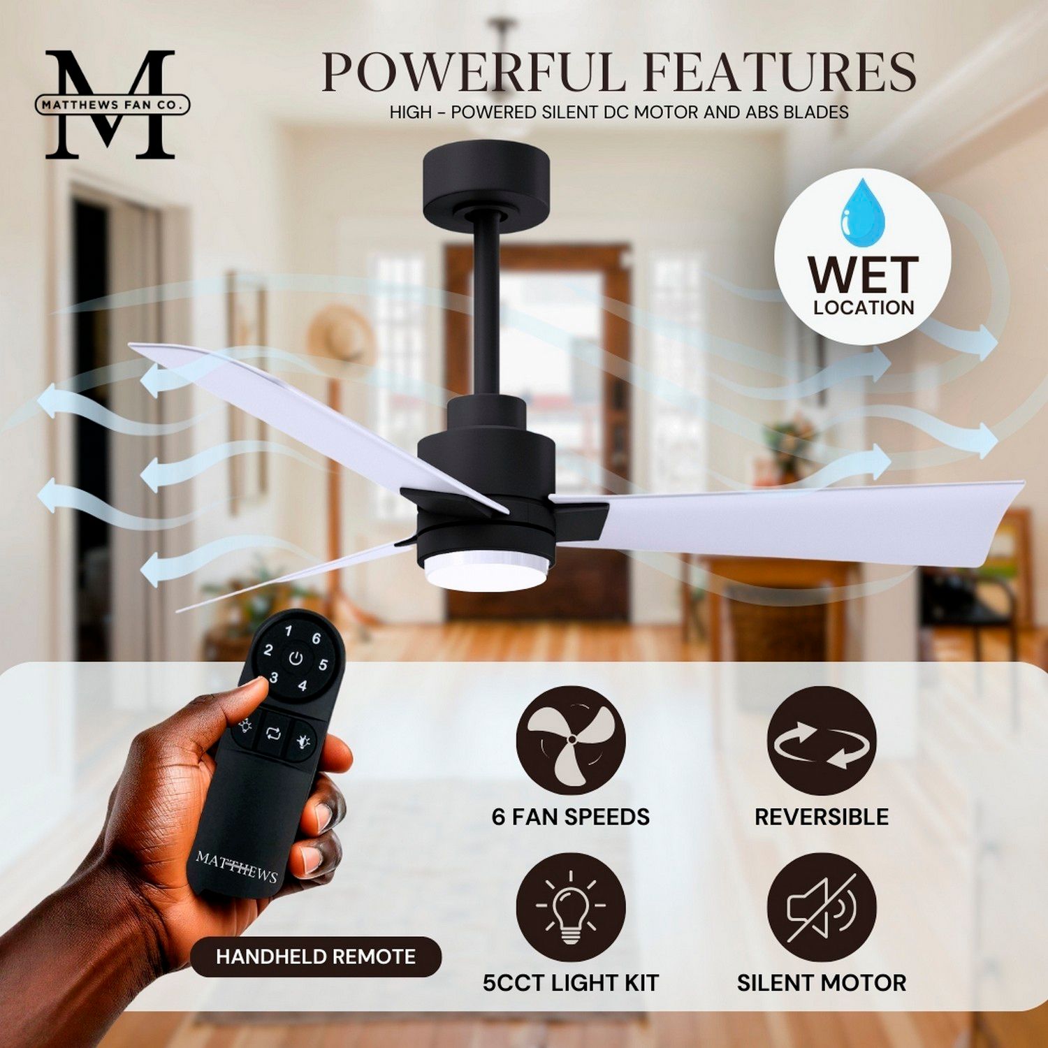 42" Alessandra Matte Black and Matte White LED Ceiling Fan