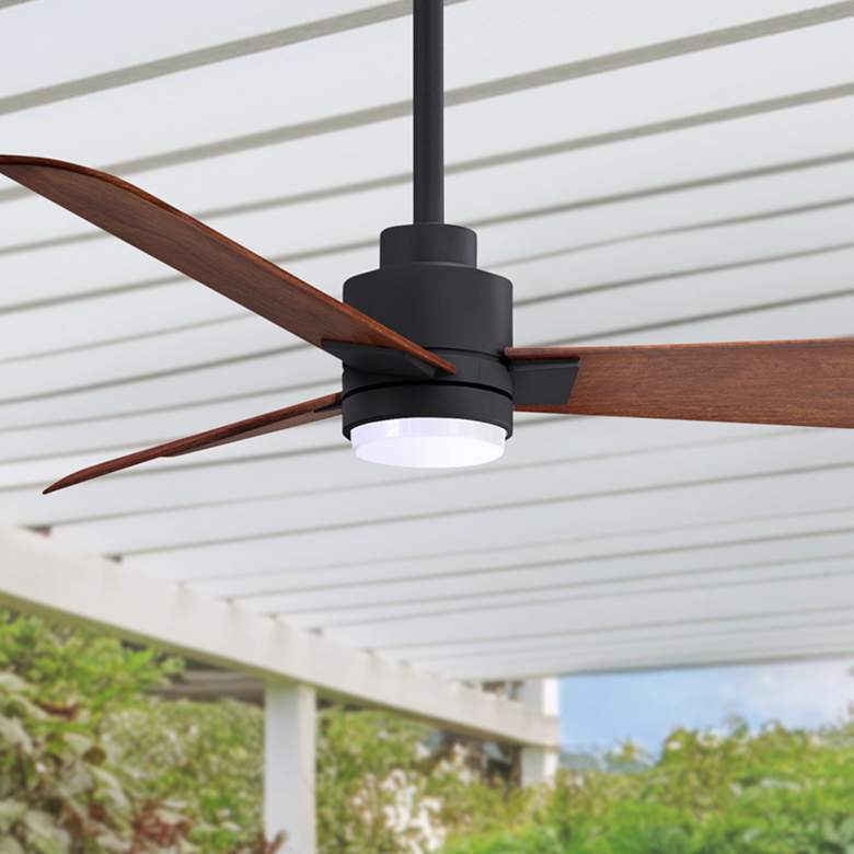 Image 1 42" Alessandra Matte Black and Walnut LED Ceiling Fan