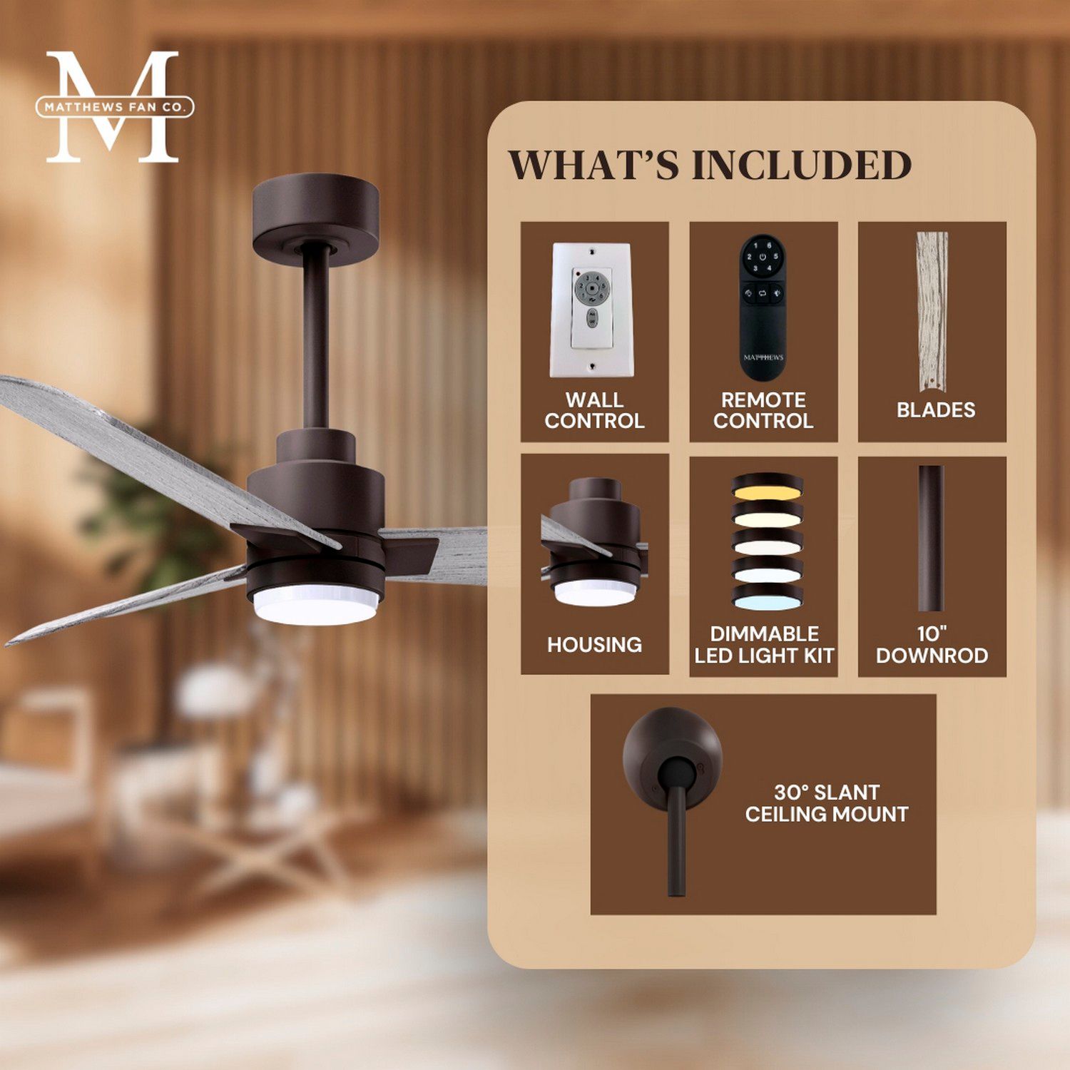 42" Alessandra Textured Bronze and Barnwood LED Ceiling Fan