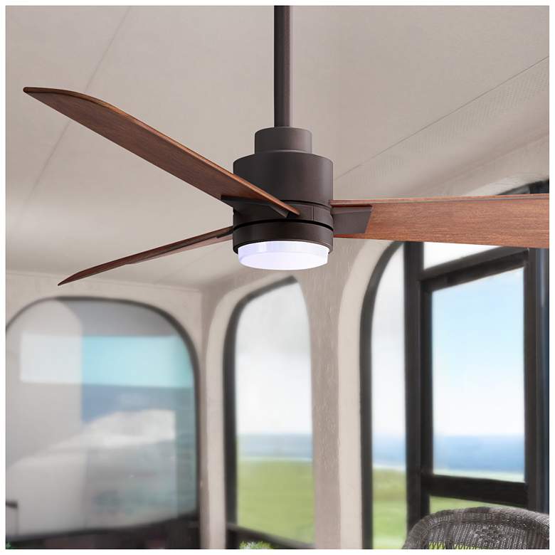 Image 1 42" Alessandra Textured Bronze and Walnut LED Ceiling Fan