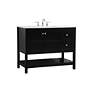 3_42-Inch Black Single Sink Bathroom Vanity With White Calacatta Quartz Top more views