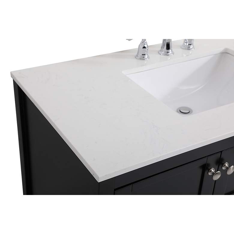Image 7 42-Inch Black Single Sink Bathroom Vanity With White Calacatta Quartz Top more views