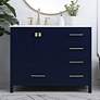 Thumbnail1 of 42 inch Blue Single Sink Bathroom Vanity, Calacatta White Quartz Top