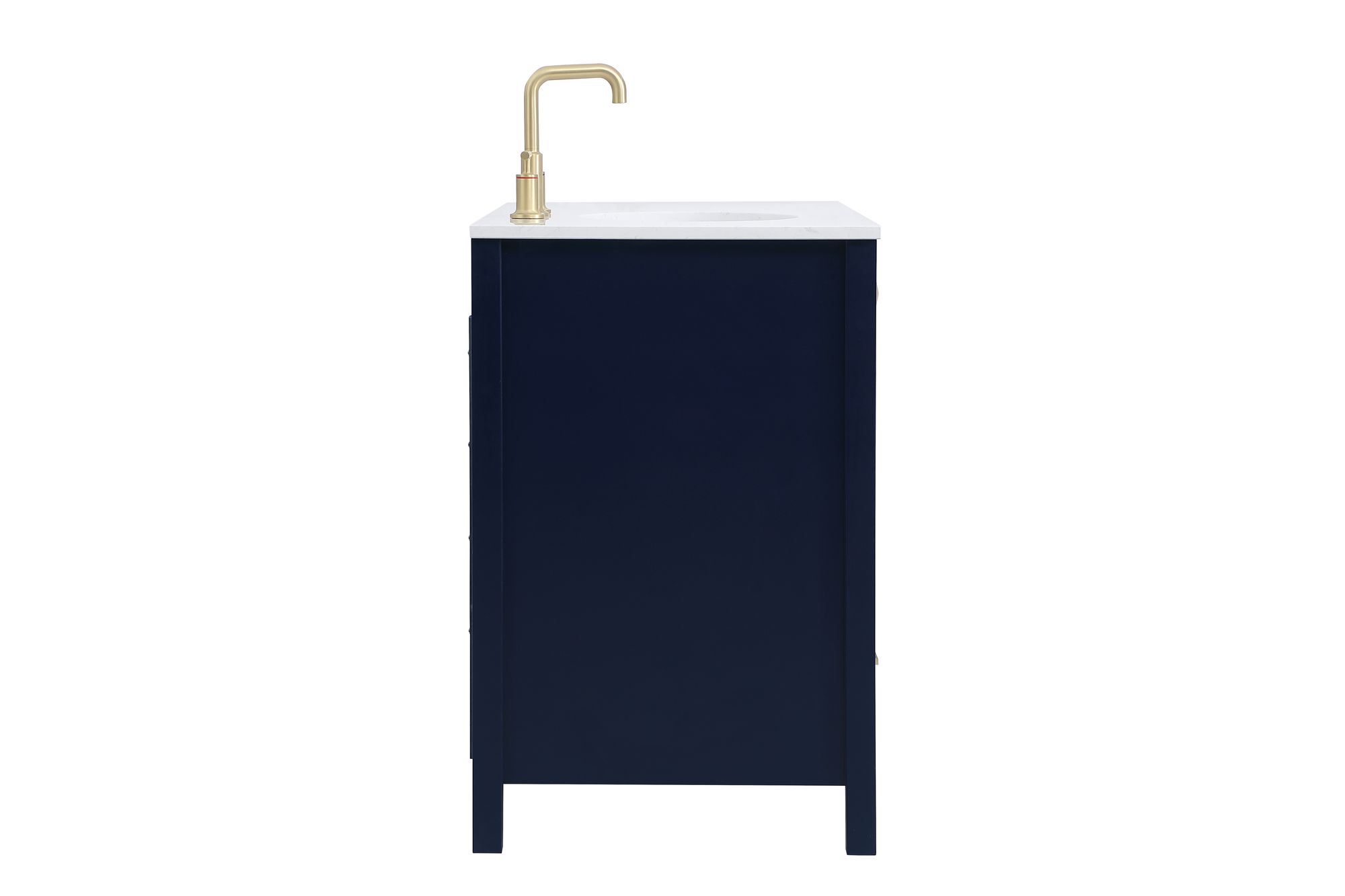 42 inch Blue Single Sink Bathroom Vanity, Calacatta White Quartz Top