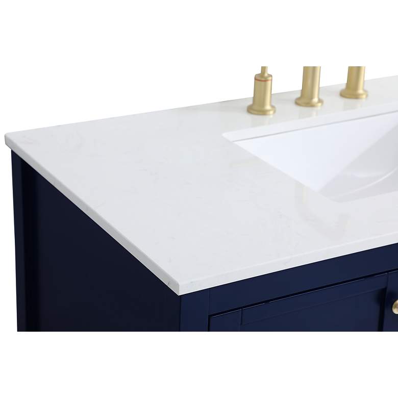 Image 6 42-Inch Blue Single Sink Bathroom Vanity w/ White Calacatta Quartz Top more views