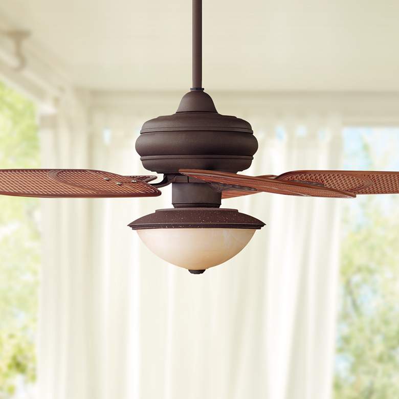 Image 1 42" Casa Vieja Tropical Rust White Glass Wet Rated LED Ceiling Fan