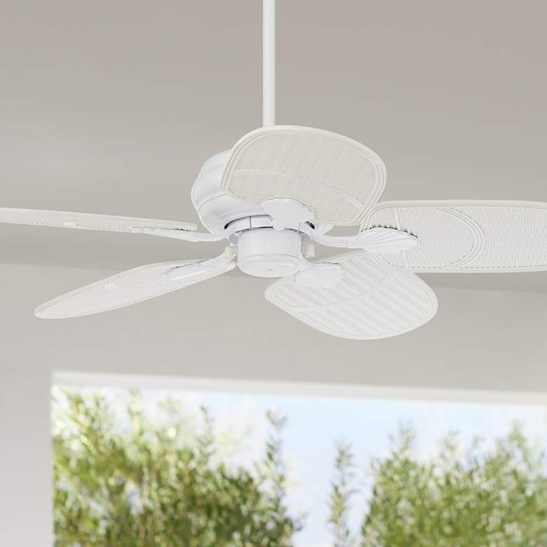 Image 1 42 inch Casa Vieja Tropical White Outdoor Ceiling Fan with Pull Chain