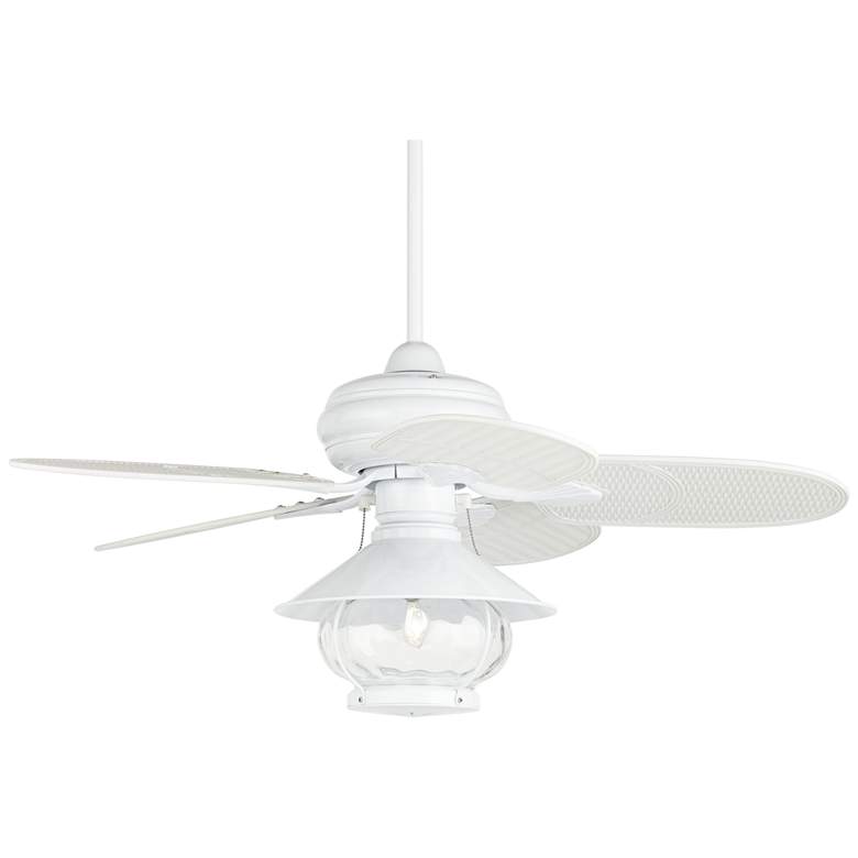 Image 1 42 inch Casa Vieja Tropical White Outdoor Wet Rated LED Ceiling Fan