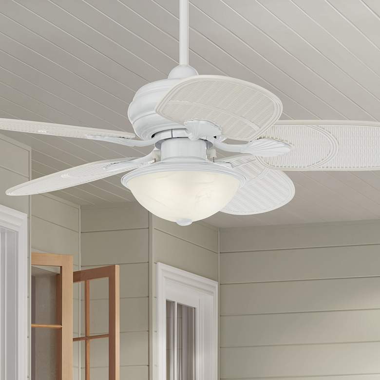 Image 1 42 inch Casa Vieja Tropical White Wet Rated Outdoor LED Ceiling Fan