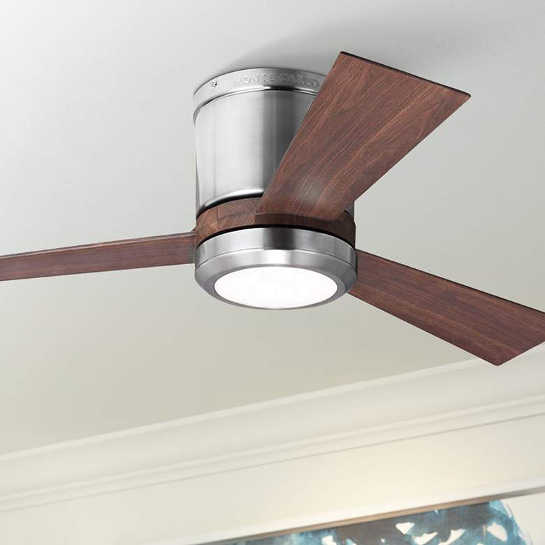 Image 1 42 inch Clarity II Brushed Steel LED Hugger Ceiling Fan with Remote