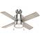 42" Hunter Beck Brushed Nickel Ceiling Fan with Oak Blades