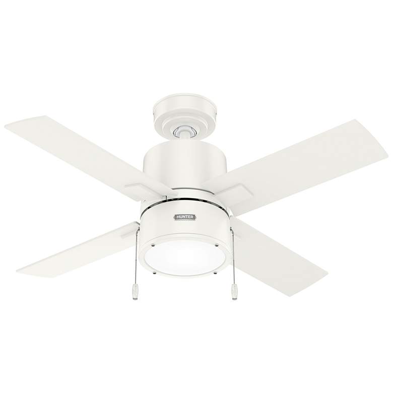 Image 1 42 inch Hunter Beck Fresh White Finish LED Ceiling Fan with Pull Chain