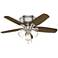 42" Hunter Builder LED Brushed Nickel Low Profile Pull Chain Fan