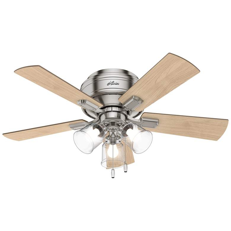 Image 1 42 inch Hunter Crestfield Brushed Nickel Low Profile Ceiling Fan with LED